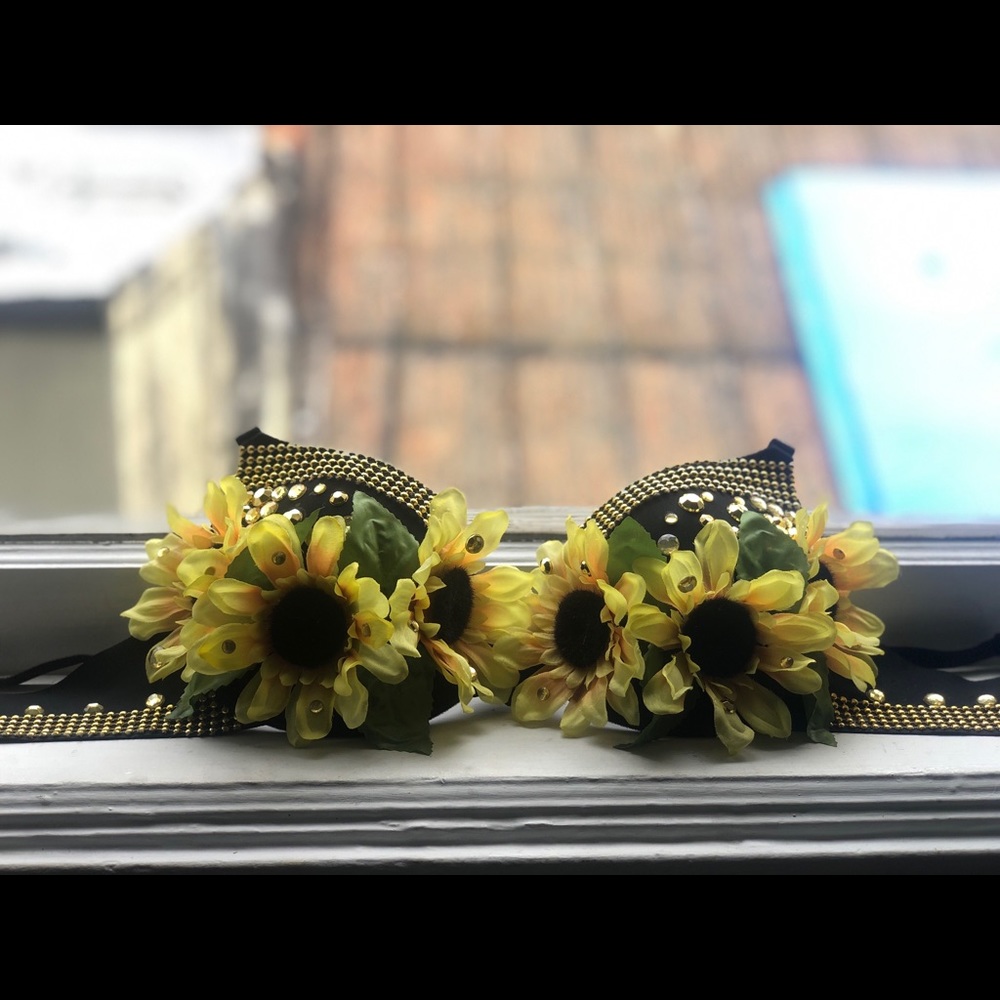 Yellow Sunflower Inspired Rave Bra